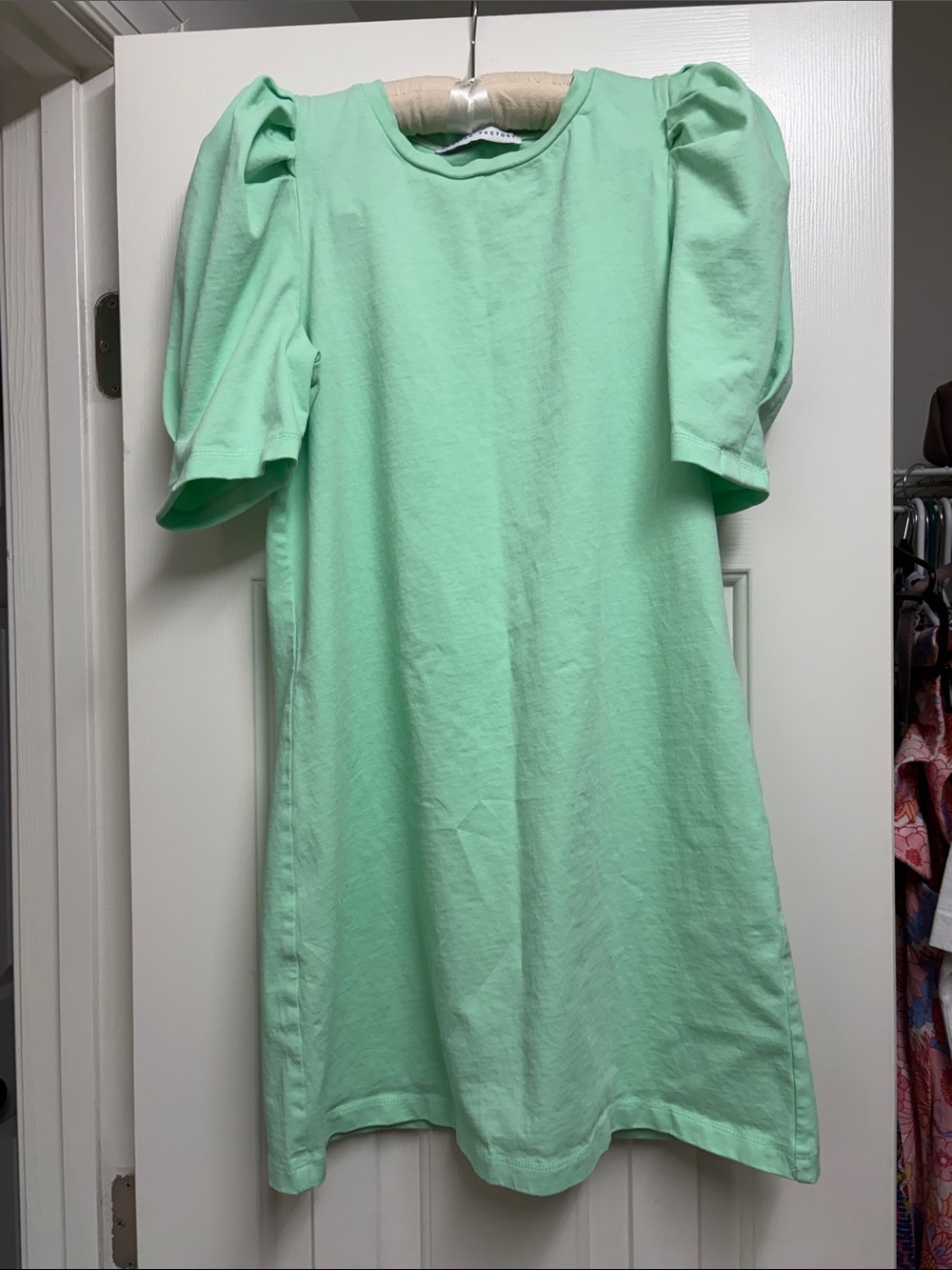 English Factory Mint Green Puff Sleeve Tee Dress
